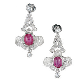 Platinum Star Ruby and Diamond Drop Earrings