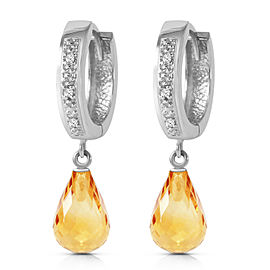 4.54 CTW 14K Solid White Gold Epitome Of Elegance Citrine Diamond Earrings