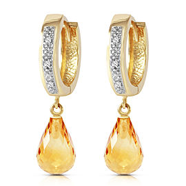 4.54 CTW 14K Solid Gold Tres Chic Blue Citrine Diamond Earrings