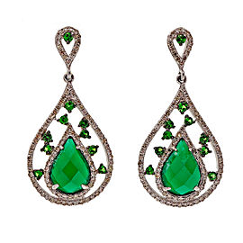 Divani 14K White Gold Green Agate, Tsavorite Garnet & Diamond Dangle Earrings