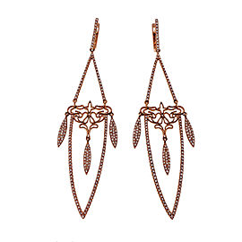 14K Rose Gold with 1.29ct Diamonds Long Dangle Earrings