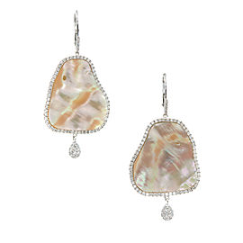 Meira T 14K White Gold Mother Of Pearl Slice & Diamond Dangle Earrings