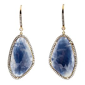 18K Yellow Gold Sapphire and Diamond Slice Earrings