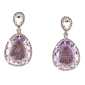 14K Rose Gold Amethyst and Diamond Dangle Earrings