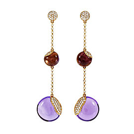 18K Rose Gold Amethyst & Diamond Dangle Earrings