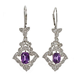 Platinum Sapphire Diamond Dangle Earrings