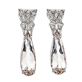 Platinum Diamond Morganite Earrings