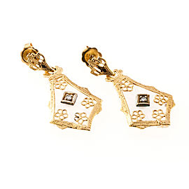 14K Yellow Gold Crystal Diamond Dangle Earrings