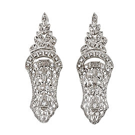 14K White Gold and Diamond Open Work Drop Earrings