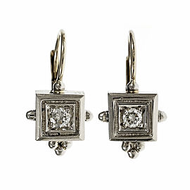 14K White Gold Diamond Etruscan Earrings