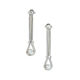 14K White Gold 0.73ct Diamond 2 Row Snake Chain Dangle Earrings