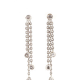 14K White Gold and 0.93cts Diamond 3 Row Cable Chain Dangle Earrings