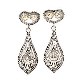 Vintage Platinum with 1.21 Diamond Dangle Earrings