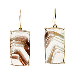 14K Yellow Gold 42.13ct Quartz Crystal Dangle Earrings