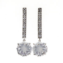 14K White Gold 9.90ct Quartz and Diamond Dangle Earrings