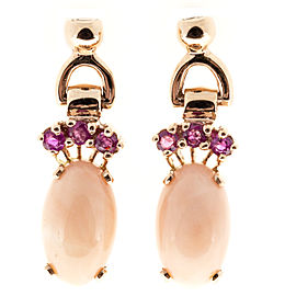 14K Rose Gold & 12.25ct. Coral & 0.60ct. Sapphire Earrings