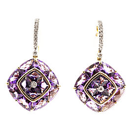 Bellari 18K Yellow Gold 13.43ct Amethyst & 0.20cts Diamond Dangle Earrings