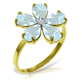 2.22 CTW 14K Solid Gold Love Evolved Aquamarine Diamond Ring