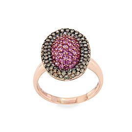 Effy 14K Rose Gold Brown Diamond & Pink Sapphire Ring Size 7.25