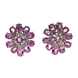 18K White Gold 11.00ct Pink Sapphire & Diamond Cluster Earrings