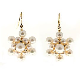 14K Yellow Gold with Cultured Pearl & 0.33ct. Diamond Dangle Earrings