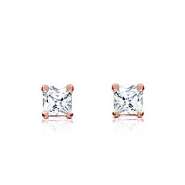 14K Solid Rose Gold Stud Earrings with0.25 CTW Natural Diamonds