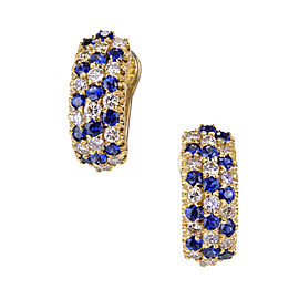 18K Yellow Gold Sapphire Diamond Earrings