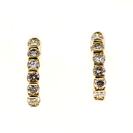 14K Yellow Gold .84ct Diamond Semi Hoop Earrings