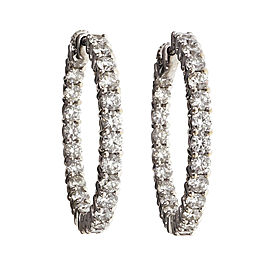 18K White Gold 4.00ct Diamond Hoop Earrings