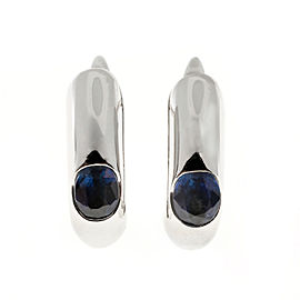 18K White Gold with 0.80ct. Sapphire Hinged Earrings