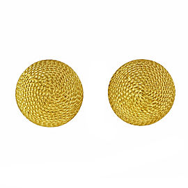 18K Yellow Gold Textured Domed Button Earrings