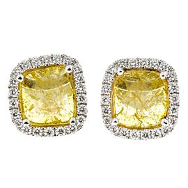 18K White Gold Yellow Cushion Diamond Earrings