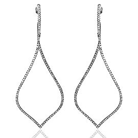 18K White Gold with 0.6ct. Diamonds Drop Hoop Earrings