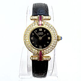 CARTIER VERMEIL COLISÈE Quartz GoldPlated Silve DIAMONDS & Red Rubies Watch