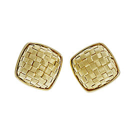 14K Yellow Gold Basket Weave Domed Earrings