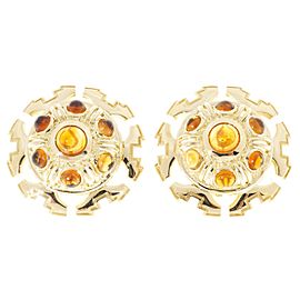 Vintage Tiffany & Co Citrine Cabochon 1970 18k Gold Clip Post Italian Earrings