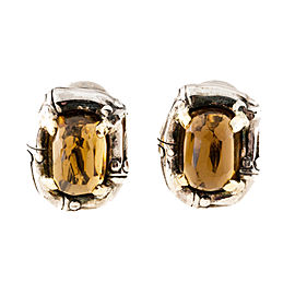 Sterling Silver & 18K Yellow Gold High Dome Citrine Clip Post Earrings