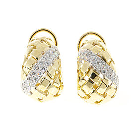 18K Yellow & White Gold with 1.00ct Diamonds Basket Weave Earrings