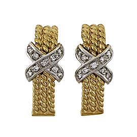 14K Yellow & White Gold Diamond “X” Earrings