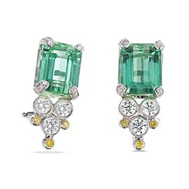 Platinum 9.03ct Blue Green Tourmaline & Diamond Earrings