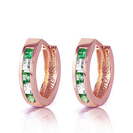 1.26 CTW 14K Solid Rose Gold Hoop Earrings Natural Emerald Rose Topaz