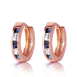 1.26 CTW 14K Solid Rose Gold Hoop Earrings Natural Sapphire Rose Topaz