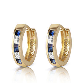 1.26 CTW 14K Solid Gold Hoop Earrings Natural Sapphire White To