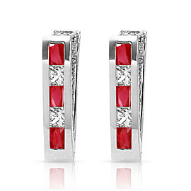 1.26 CTW 14K Solid White Gold Consumate Delight Ruby White Topaz Earrings