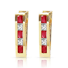 1.26 CTW 14K Solid Gold Gia Ruby White Topaz Earrings