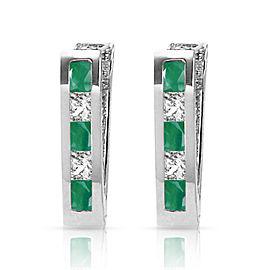 1.26 CTW 14K Solid White Gold Inevitable You Emerald White Topaz Earrings