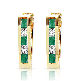 1.26 CTW 14K Solid Gold Italia Emerald Whote Topaz Earrings