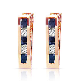 1.26 CTW 14K Solid Rose Gold Sapphire White Topaz Hoop Earrings