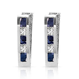 1.26 CTW 14K Solid White Gold Best You Sapphire White Topaz Earrings