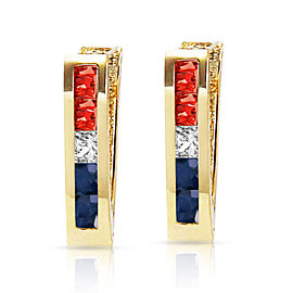 1.28 CTW 14K Solid Gold Paris Multi Gemstones Earrings